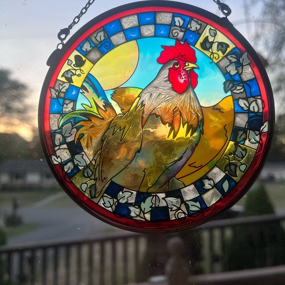 Vibrant Stained Glass Rooster Suncatcher - Picture 1 of 1